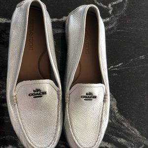 Coach silver loafers